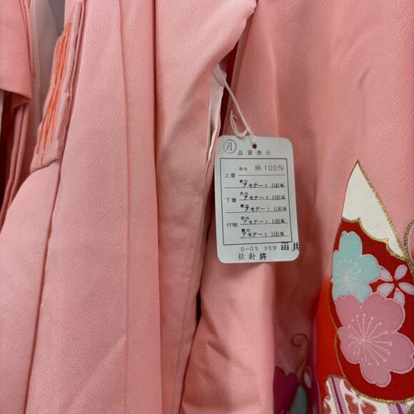 Japanese Kimono Womens XXS Pink Red Robe Costume Traditional Child Dress Up - Picture 9 of 16